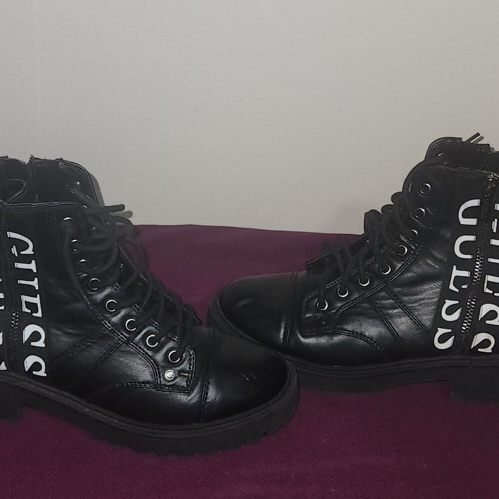 Guess Black Combat Boots With The Brand Name Size 7